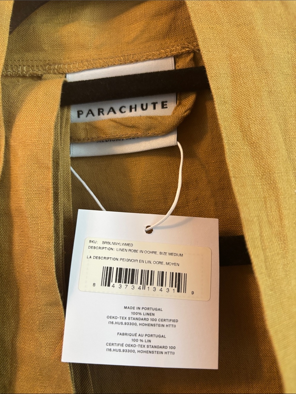 Parachute Linen Robe — Ochre - Picture 2 of 4